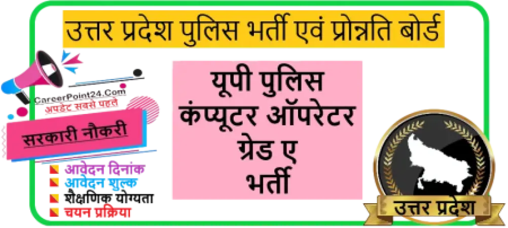 UP Police Computer Operator Grade A Recruitment 2025